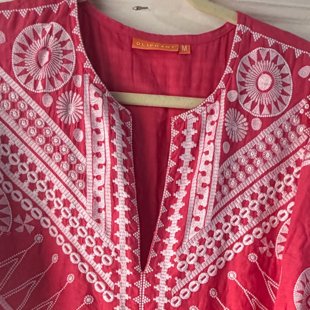 Oliphant Soleil Red Embroidered Maxi Dress M - Picture 9 of 14